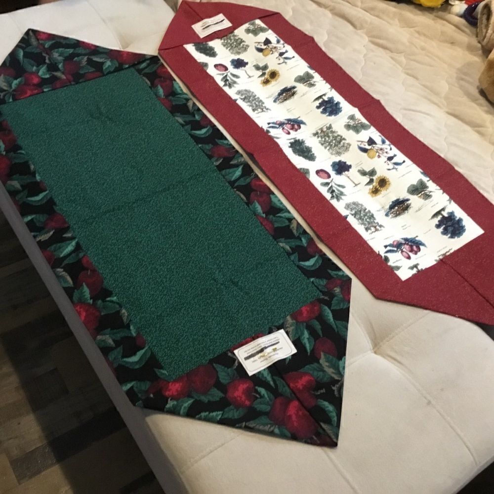 NWT. Hand Crafted Apple & Trees Print Runners Set